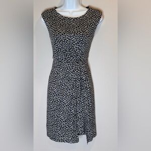 LOFT Charcoal and White Floral Midi Dress